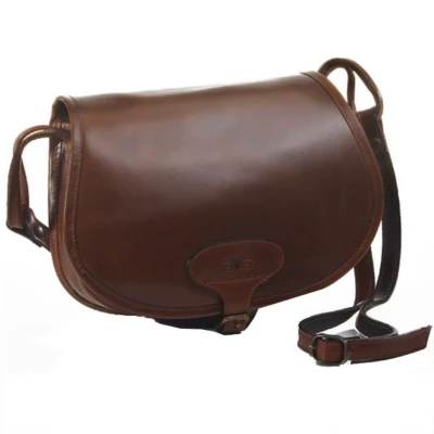 Afbeelding van MIKA Bonny uniseks damestas van echt leer/zadelleer, dameshandtas met hoofdvak en voorvak, leren handtas voor vrouwen, bagage, handbagage (1 stuk), bruin, ca. 23 x 8 18 cm, antiek