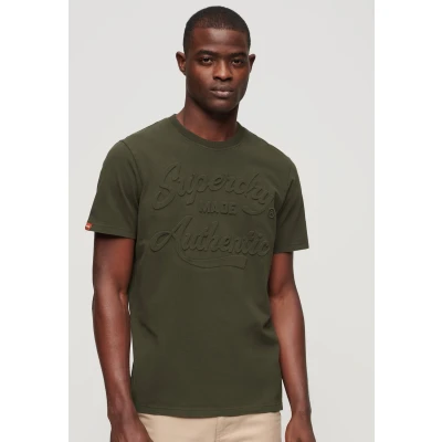 Afbeelding van Superdry Embossed Archive Graphic Tshirt print, Heren, Maat: Medium, Surplus goods olive green