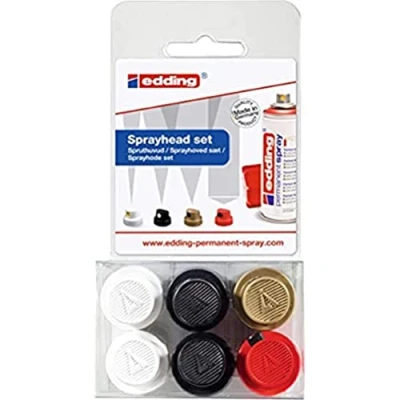 Afbeelding van edding 5200 permanente spuitkop set van 6 spuitkoppen verwisselbare in 4 verschillende spuitbreedtes fijne lijntjes (1 cm) tot grote oppervlakken (14