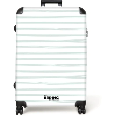 Afbeelding van NoBoringSuitcases.com® Koffer groot Reiskoffer lichtgewicht Strepen patroon groen Rolkoffer met 4 wielen Grote trolley XL 98 liter bagage