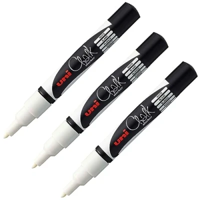 Afbeelding van Faber Castell UNI ball 205080 Raam en krijtmarker CHALK PWE 3MS, 3 krijtstiften wit, 0,9 1,3 mm ronde punt