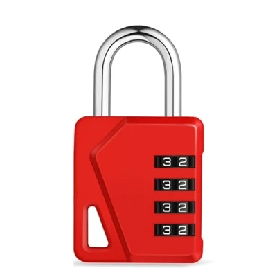 Afbeelding van ZHEGE Cijferslot, hangslot, 4 cijferig hangslot met cijfercode voor fitnessstudio, kluis, schoolkluisje, slot, cijfercode, weerbestendig, schuren, omheining of poort (rood, 1 stuks)