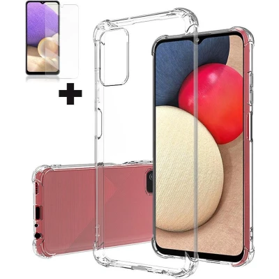 Afbeelding van Samsung Galaxy A72 Hoesje + Screenprotector Clear Soft Case Siliconen Back Cover Shock Proof TPU Transparant