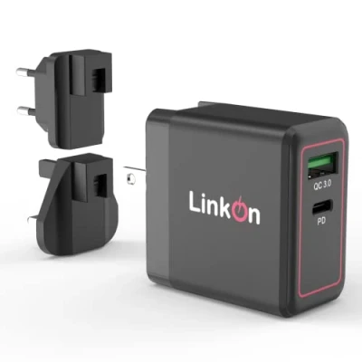 Afbeelding van LinkOn Ganius 65W Muurlader GaN Tech USB C PD3.0 PPS en 18W A QC4.0+ Compatibel met MacBook Samsung Galaxy Note S10 S20 draagbare laptop reis Power Adapter vervanging
