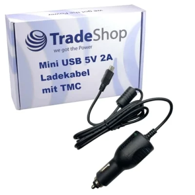 Afbeelding van Premium mini USB autolaadkabel 12V/24V met TMC antenne compatibel Garmin Nüvi, Navigon, TomTom, Becker ontvanger navigatiesysteem