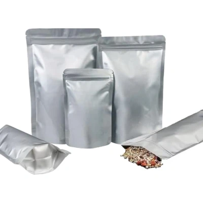Afbeelding van Rimiko 50 stuks Hersluitbare Aluminium Zakjes, Warmte Afsluitbare Stazak, Mylar Zakken met Ritssluiting, Ondoorzichtige Luchtdichte Zak voor het Verpakken en Bewaren van Voedsel (Zilver, 12x20cm)