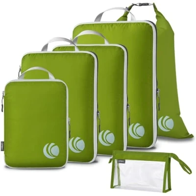 Afbeelding van Cipway Compressie verpakking kubussen, ultralichte reisbagage organizer sets uitbreidbare reisbenodigdheden voor handbagage (groen 6 stuks)