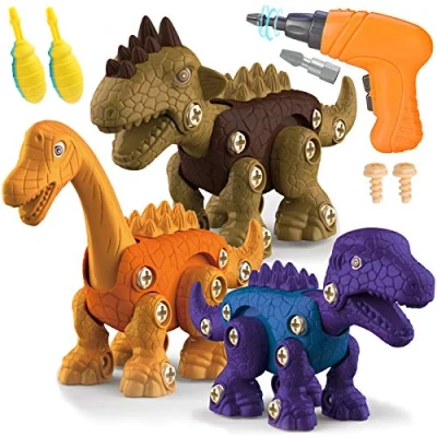 Afbeelding van STAY GENT Take Apart Dinosaurus Speelgoed voor Kinderen met Elektrisch Boren, 3 Verpakkingen DIY Leerzaam Speelgoed, 7 Jaren Oud Jongens en Meisjes