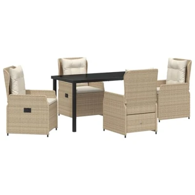 Afbeelding van vidaXL 5 delige Tuin Eetset Beige Poly Rattan
