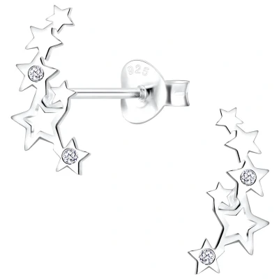 Afbeelding van JoyS Zilveren ster oorbellen 6 sterren 5.5 x 14 mm zirkonia sterling zilver 925 oorknoppen