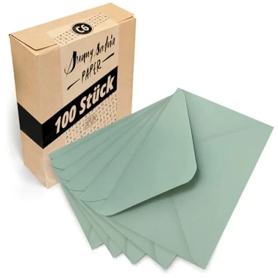 Afbeelding van Japun enveloppen (100 stuks) van papier, envelop zonder venster DIN C6 162 x 114 mm groen