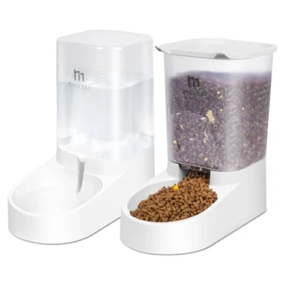 Afbeelding van Marchul automatische voerbak voor honden en katten, 3,8 l huisdieren, waterdispenser 2 stuks, voerautomaat kleine puppy&#039;s