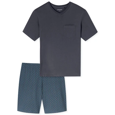 Afbeelding van Schiesser Vausschnitt Comfort Essentials SET Pyjama, Heren, Maat: 48, Graphit