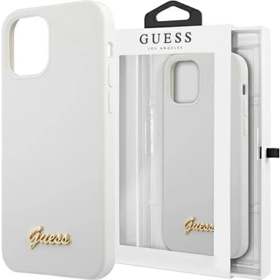 Afbeelding van Guess GUHCP12SLSLMGWH iPhone 12 mini 5.4 wit/wit hardcase Metal Logo Script