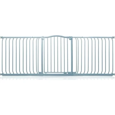 Afbeelding van Safetots Traphekje met Gebogen Bovenkant Assortiment, 197cm 206cm (69 opties beschikbaar), Mat Grijs, Zonder Boren Traphekje, Babyhekje voor Deuren Gangen en Ruimtes, Veiligheidsbarrière, Eenvoudige Installatie