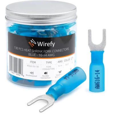 Afbeelding van Wirefy 130 Stuks M5 Vork Krimpkous Kabelschoenen Mariene Kwaliteit Vorktong Kabelverbinder 1,5 2,5mm²