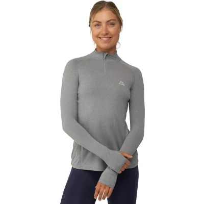 Afbeelding van DANISH ENDURANCE Workout Shirt Vrouwen Lange Mouwen met Rits Reflecterende Details Grijs L