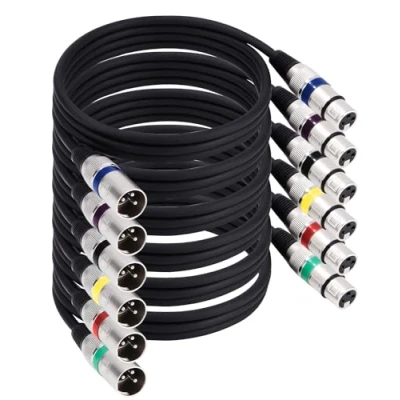 Afbeelding van 6 stuks 1,5 m XLR kabel, premium symmetrische microfoonkabel, pin DMX microfoon, signaalkabel, stekker naar bus, microfoonkabel voor studio opnames en live productie