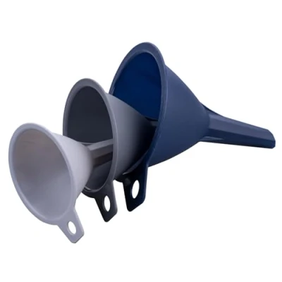 Afbeelding van Tasty Plastic trechter set van 3: nauwkeurig vullen flessen &amp; containers Perfect voor keuken en dagelijks gebruik in grijs/blauw