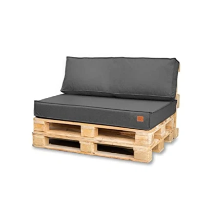 Afbeelding van Bielik Waterdicht Palletkussen Set 120 x 80 cm Geschikt voor Euro Pallet Tuinmeubelen, Zitkussen Tuin, Balkon en Terras (Donkergrijs, Seat 120x80cm + 1 Cushion 120x40cm)