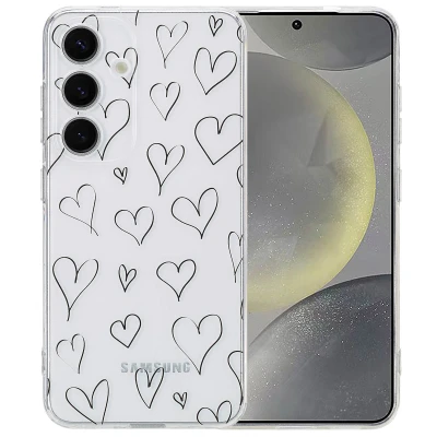 Afbeelding van Samsung Galaxy S25 Hoesje Siliconen en TPU (zacht) imoshion Backcover/Softcase Hearts Telefoonhoesje