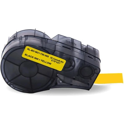 Afbeelding van Brady M21 750 595 YL tape vinyl zwart op geel 19,1 mm x 6,40 m (compatible)