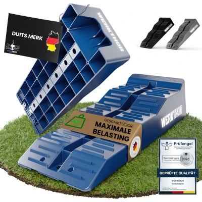 Afbeelding van WERKTHOR Camper wiggen (Zwart) [Set van 2] Stabiele voor caravans en campers Camperwiggen veilig nivelleren [