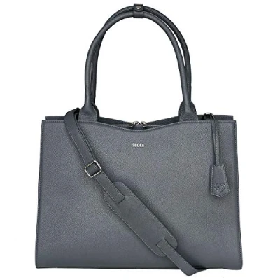 Afbeelding van SOCHA Leren Dames Laptoptas 15.6 inch Diamond Edition Grijs