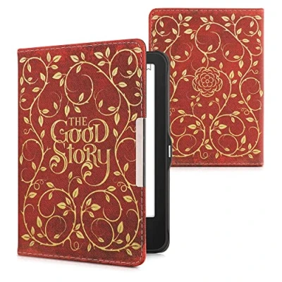 Afbeelding van kwmobile E reader hoesje geschikt voor Tolino Vision 1 / 2 3 4 HD hoes flip case met magnetische sluiting Ereader cover Sprookjesboek design in geel oranje rood