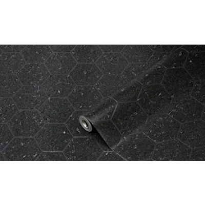 Afbeelding van d c fix Wandbekleding Ceramics wandbehang tegelbehang tegelspiegel behang design renovatie upcycling muur keuken badkamer slaapkamer woonkamer wasruimte Dark Hexagon 67,5 cm x 4 m