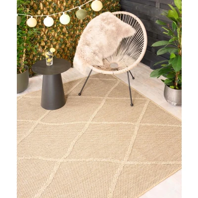 Afbeelding van Buitenkleed Ruit Retreat Beige 80x150 Cm