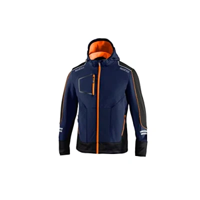 Afbeelding van Sparco Tech Softshell Waterdichte, reflecterende en versterkte jas met polar fleece voering Maat XL Blauw/Oranje