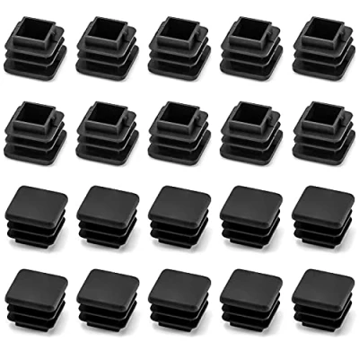 Afbeelding van QWORK vierkante pluggen, 20 x mm buispluggen, kunststof zwart, stuks