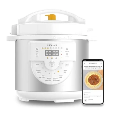 Afbeelding van Newcook Delicious Programmeerbare snelkookpan, elektrisch, met stem, 15 functies, 1000 W, 6 l, 4 Niv., keramische coating, frituuraccessoires
