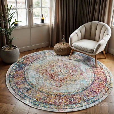 Afbeelding van Picasso Keshan Vintage Vloerkleed Multi / Beige Laagpolig rond Polypropyleen 350 cm