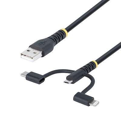 Afbeelding van 1m Robuuste USB Multi Oplaadkabel zwart