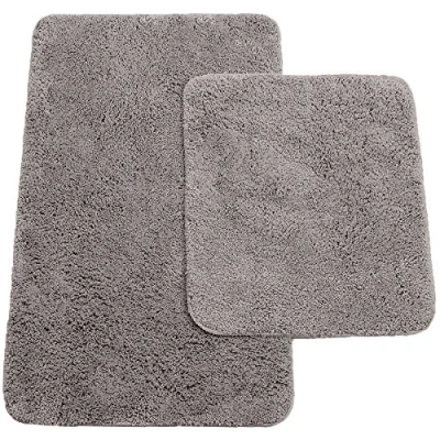 Afbeelding van Brandsseller Badkamermatten, set van 2 badmatten: ca. 50/80 cm en wc mat 45/50 cm. Kleur: antraciet.