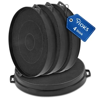 Afbeelding van VIOKS 4 x koolstoffilter, vervanging voor 00353121 Bosch actieve afzuigkap, 210 mm, Neff, Balay, Elica, Siemens, koolstoffilter