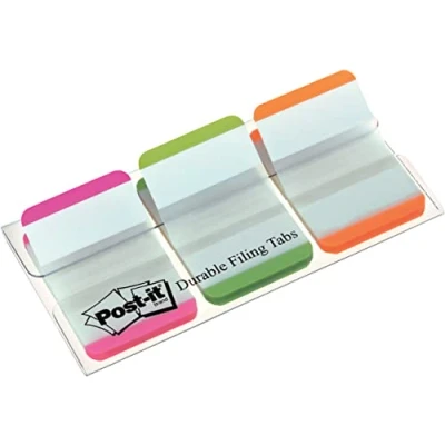 Afbeelding van Post it index Strong, , ft 25,4 x 38 mm, wit met gekleurde rand, 3 kleuren, 22 tabs per kleur