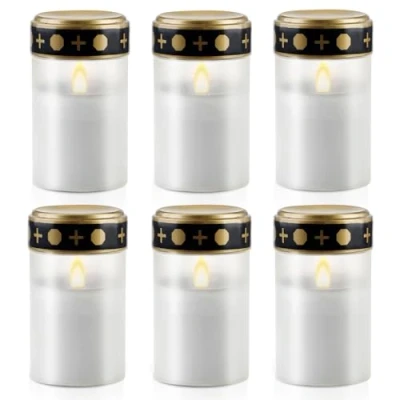 Afbeelding van 6 stuks graflichten led, graflicht grafkaarsen waterdichte grafkaars led voor buiten, begraafplaats kaars graflamp op batterijen (niet inbegrepen) (wit)