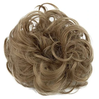 Afbeelding van CAISHA Haarstukje Haarwokkel Opgestoken Bruids Kapsel Volumineus Gekruld Knoet Donkerblond G9A