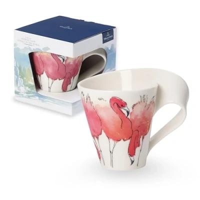 Afbeelding van Villeroy &amp; Boch Beker met oor (geschenkverpakking) NewWave Caffè Rode flamingo
