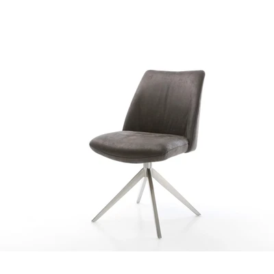 Afbeelding van DELIFE Draaistoel Elso Flex microvelours antraciet vintage kruisframe breed roestvrij staal 360 draaibaar rocker functie pocketveer kern
