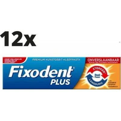 Afbeelding van Fixodent Plus Dual Power Kleefpasta Voordeelverpakking 12 Stuks