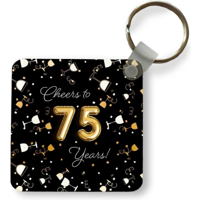 Afbeelding van Sleutelhanger Uitdeelcadeautjes Verjaardag 75 Jaar Confetti Plastic