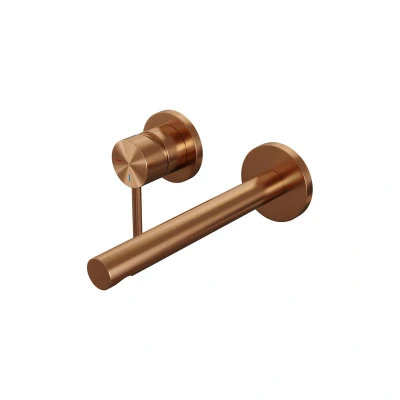 Afbeelding van Brauer Copper Edition Wastafelmengkraan inbouw rechte uitloop rechts hendel lang smal model A2 PVD geborsteld koper
