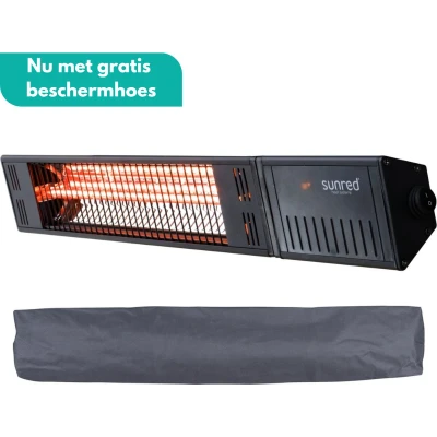 Afbeelding van Sunred COMBIDEAL Heater &amp; Hoes Fortuna Ultra lijn Zwart Wand model Terrasverwarmer