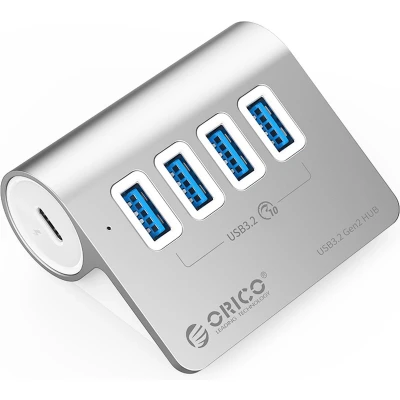 Afbeelding van Orico Aluminium 4 Poort USB3.2 HUB 10Gbps Zilver USB C