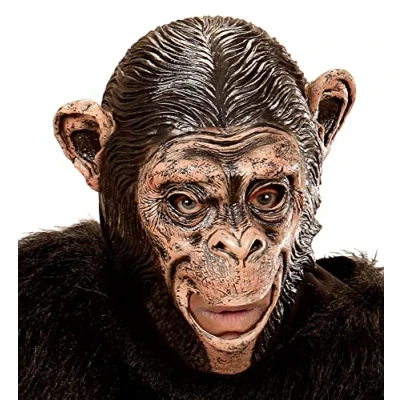 Afbeelding van Widmann Aap &amp; Gorilla Baviaan King Kong Kostuum Masker Chimpansee Met Open Mond Planet Of The Apes Bruin Carnavalskleding Verkleedkleding
