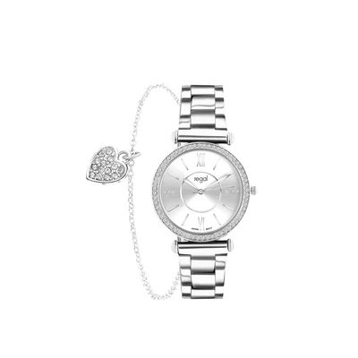 Afbeelding van Lucardi SET MIT KOSTENLOSEM, Horloge silvercoloured, Dames, Maat: One Size, Silver coloured
